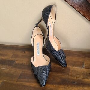 Manolo Blahnik Black D'Orsay Pumps 38